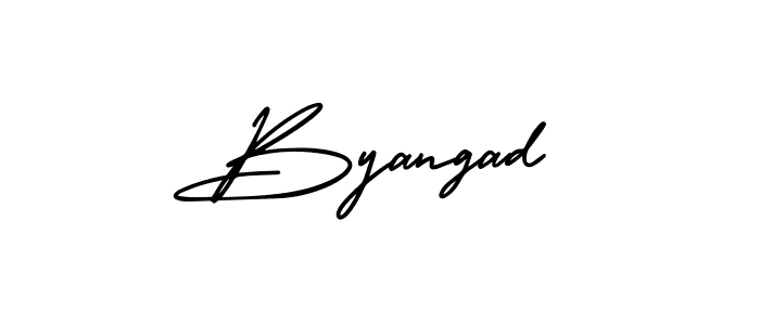 How to make Byangad name signature. Use AmerikaSignatureDemo-Regular style for creating short signs online. This is the latest handwritten sign. Byangad signature style 3 images and pictures png