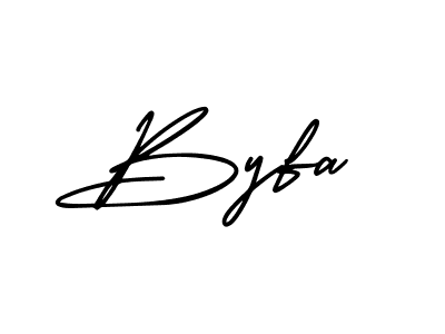 You should practise on your own different ways (AmerikaSignatureDemo-Regular) to write your name (Byfa) in signature. don't let someone else do it for you. Byfa signature style 3 images and pictures png