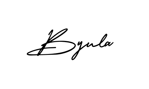 The best way (AmerikaSignatureDemo-Regular) to make a short signature is to pick only two or three words in your name. The name Byula include a total of six letters. For converting this name. Byula signature style 3 images and pictures png