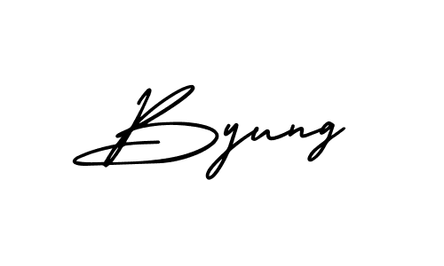 Make a beautiful signature design for name Byung. With this signature (AmerikaSignatureDemo-Regular) style, you can create a handwritten signature for free. Byung signature style 3 images and pictures png