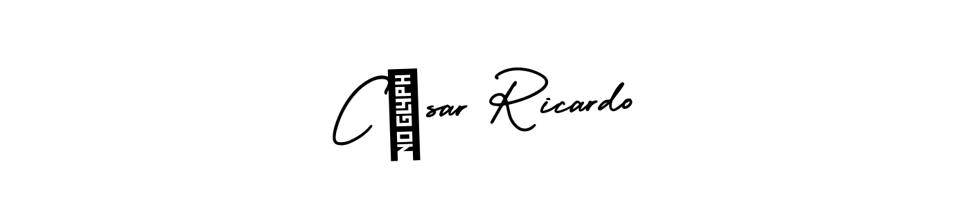 It looks lik you need a new signature style for name César Ricardo. Design unique handwritten (AmerikaSignatureDemo-Regular) signature with our free signature maker in just a few clicks. César Ricardo signature style 3 images and pictures png