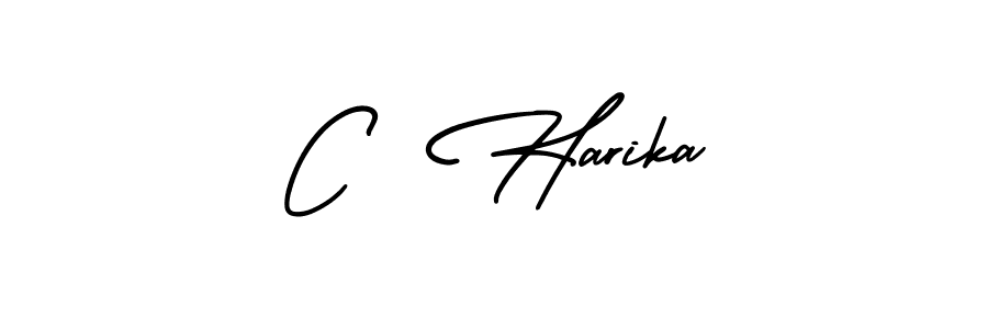 You should practise on your own different ways (AmerikaSignatureDemo-Regular) to write your name (C  Harika) in signature. don't let someone else do it for you. C  Harika signature style 3 images and pictures png