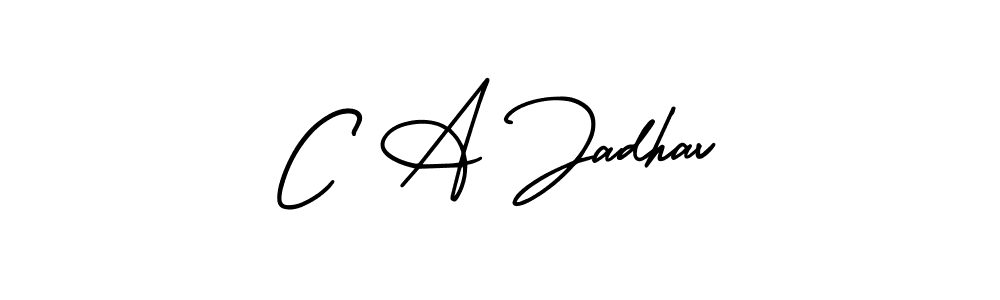 The best way (AmerikaSignatureDemo-Regular) to make a short signature is to pick only two or three words in your name. The name C A Jadhav include a total of six letters. For converting this name. C A Jadhav signature style 3 images and pictures png