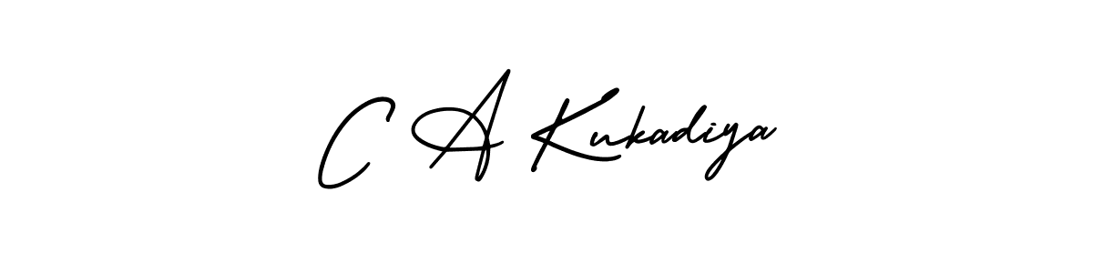 if you are searching for the best signature style for your name C A Kukadiya. so please give up your signature search. here we have designed multiple signature styles  using AmerikaSignatureDemo-Regular. C A Kukadiya signature style 3 images and pictures png