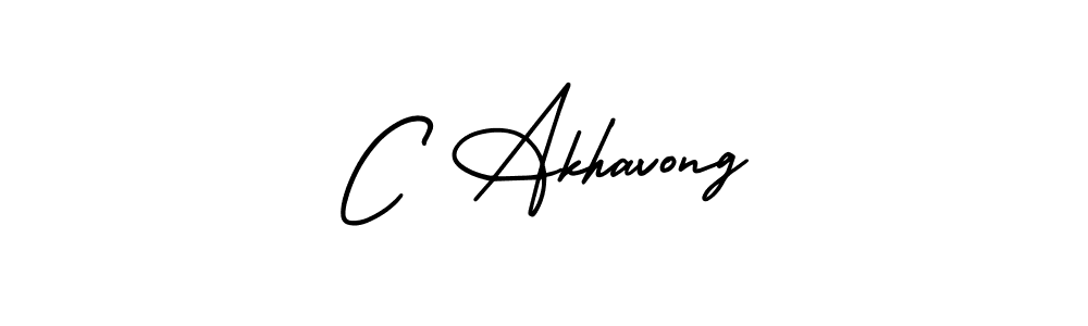 You should practise on your own different ways (AmerikaSignatureDemo-Regular) to write your name (C Akhavong) in signature. don't let someone else do it for you. C Akhavong signature style 3 images and pictures png