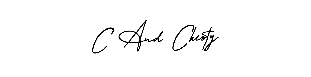 You should practise on your own different ways (AmerikaSignatureDemo-Regular) to write your name (C And Chisty) in signature. don't let someone else do it for you. C And Chisty signature style 3 images and pictures png