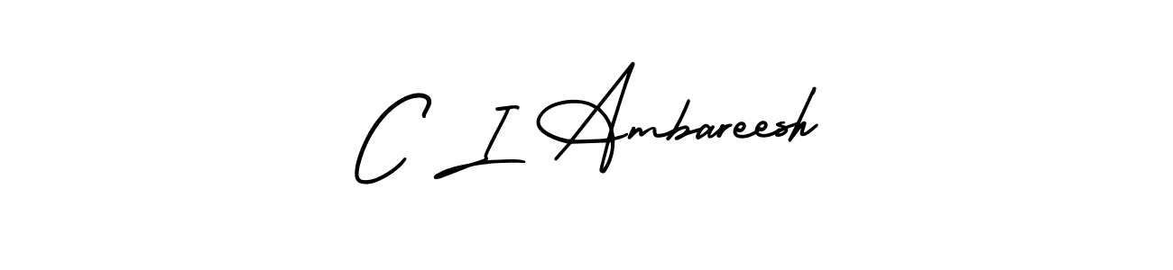 The best way (AmerikaSignatureDemo-Regular) to make a short signature is to pick only two or three words in your name. The name C I Ambareesh include a total of six letters. For converting this name. C I Ambareesh signature style 3 images and pictures png