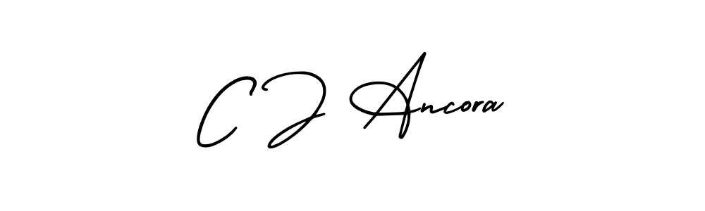 How to make C J Ancora name signature. Use AmerikaSignatureDemo-Regular style for creating short signs online. This is the latest handwritten sign. C J Ancora signature style 3 images and pictures png