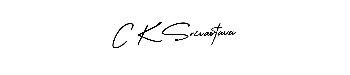 The best way (AmerikaSignatureDemo-Regular) to make a short signature is to pick only two or three words in your name. The name C K Srivastava include a total of six letters. For converting this name. C K Srivastava signature style 3 images and pictures png