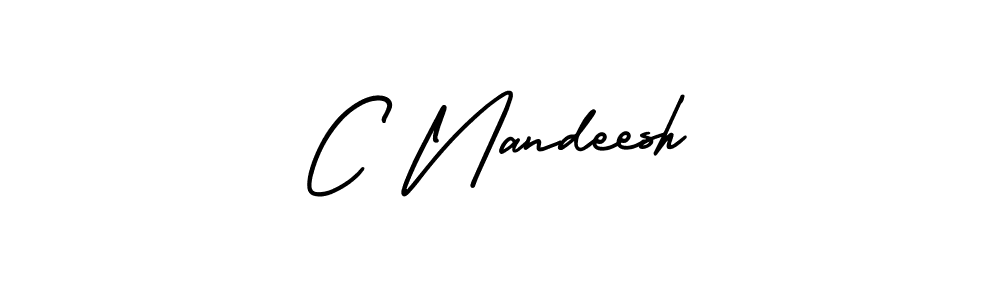 How to make C Nandeesh name signature. Use AmerikaSignatureDemo-Regular style for creating short signs online. This is the latest handwritten sign. C Nandeesh signature style 3 images and pictures png