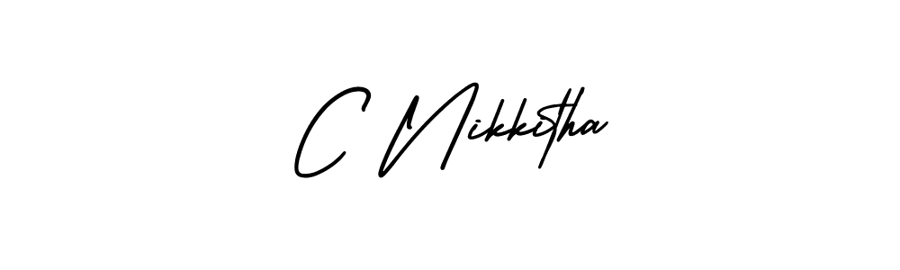 C Nikkitha stylish signature style. Best Handwritten Sign (AmerikaSignatureDemo-Regular) for my name. Handwritten Signature Collection Ideas for my name C Nikkitha. C Nikkitha signature style 3 images and pictures png