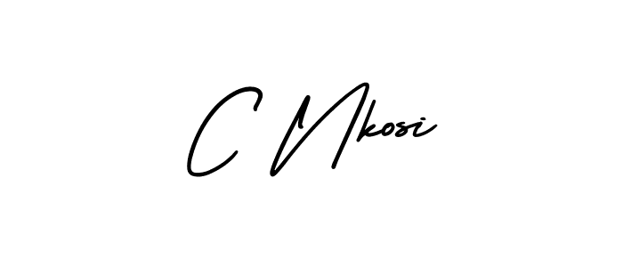 The best way (AmerikaSignatureDemo-Regular) to make a short signature is to pick only two or three words in your name. The name C Nkosi include a total of six letters. For converting this name. C Nkosi signature style 3 images and pictures png