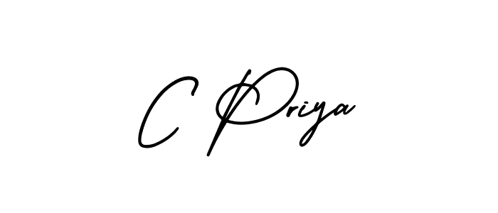 Use a signature maker to create a handwritten signature online. With this signature software, you can design (AmerikaSignatureDemo-Regular) your own signature for name C Priya. C Priya signature style 3 images and pictures png