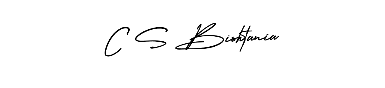 C S Bishtania stylish signature style. Best Handwritten Sign (AmerikaSignatureDemo-Regular) for my name. Handwritten Signature Collection Ideas for my name C S Bishtania. C S Bishtania signature style 3 images and pictures png