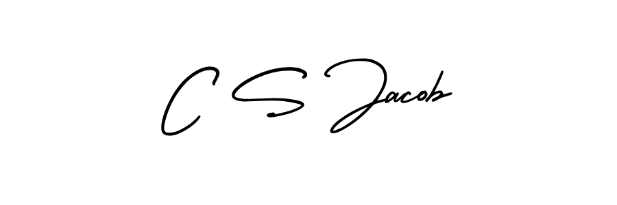 You should practise on your own different ways (AmerikaSignatureDemo-Regular) to write your name (C S Jacob) in signature. don't let someone else do it for you. C S Jacob signature style 3 images and pictures png