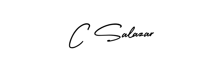 You should practise on your own different ways (AmerikaSignatureDemo-Regular) to write your name (C Salazar) in signature. don't let someone else do it for you. C Salazar signature style 3 images and pictures png