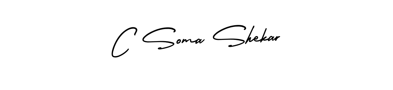 The best way (AmerikaSignatureDemo-Regular) to make a short signature is to pick only two or three words in your name. The name C Soma Shekar include a total of six letters. For converting this name. C Soma Shekar signature style 3 images and pictures png