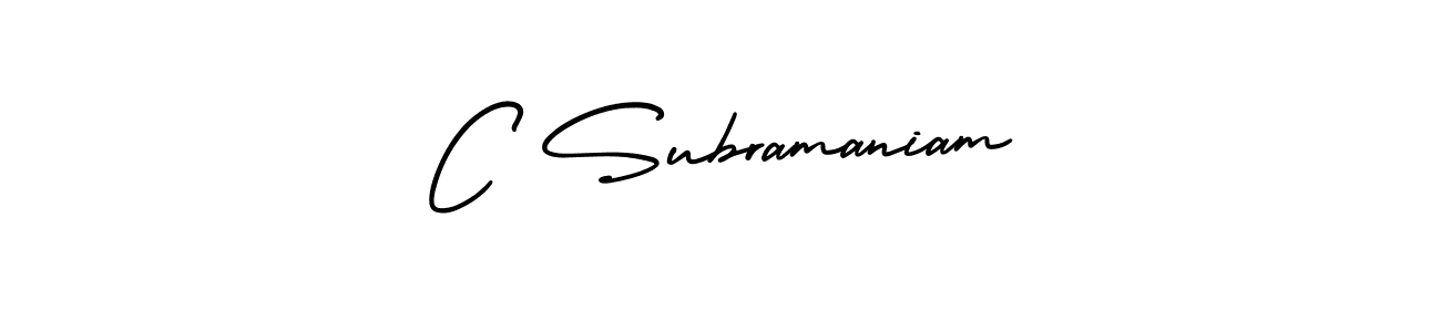 How to make C Subramaniam name signature. Use AmerikaSignatureDemo-Regular style for creating short signs online. This is the latest handwritten sign. C Subramaniam signature style 3 images and pictures png