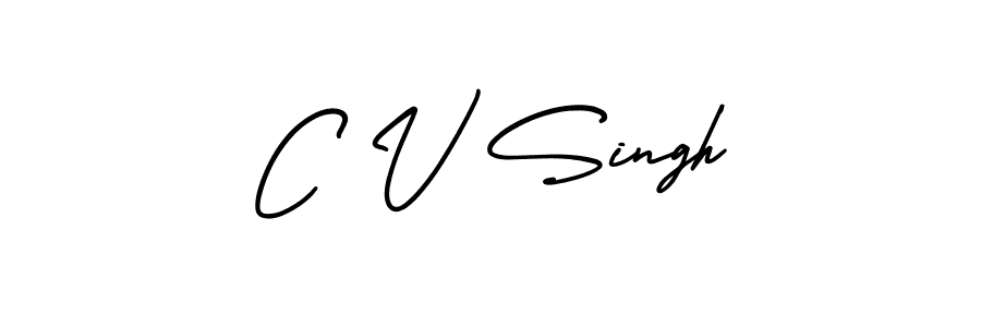 How to make C V Singh name signature. Use AmerikaSignatureDemo-Regular style for creating short signs online. This is the latest handwritten sign. C V Singh signature style 3 images and pictures png