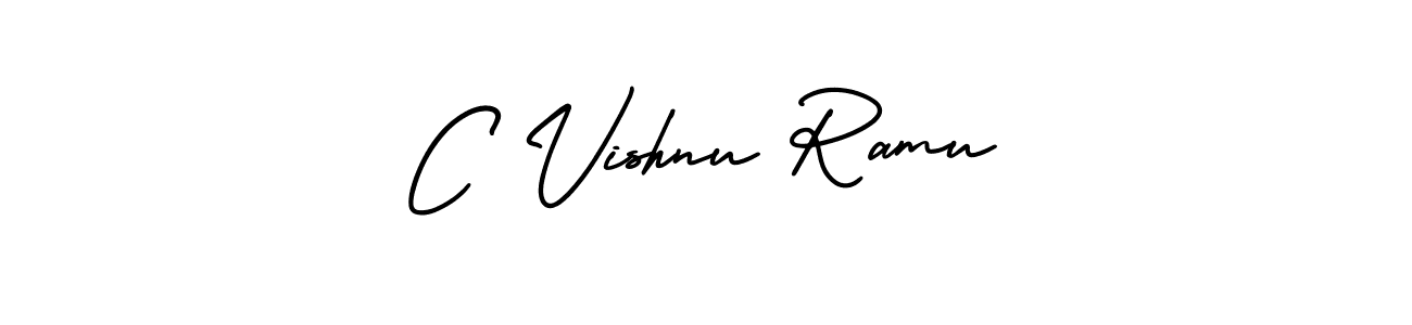 How to make C Vishnu Ramu signature? AmerikaSignatureDemo-Regular is a professional autograph style. Create handwritten signature for C Vishnu Ramu name. C Vishnu Ramu signature style 3 images and pictures png