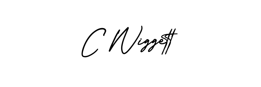 The best way (AmerikaSignatureDemo-Regular) to make a short signature is to pick only two or three words in your name. The name C Wiggett include a total of six letters. For converting this name. C Wiggett signature style 3 images and pictures png