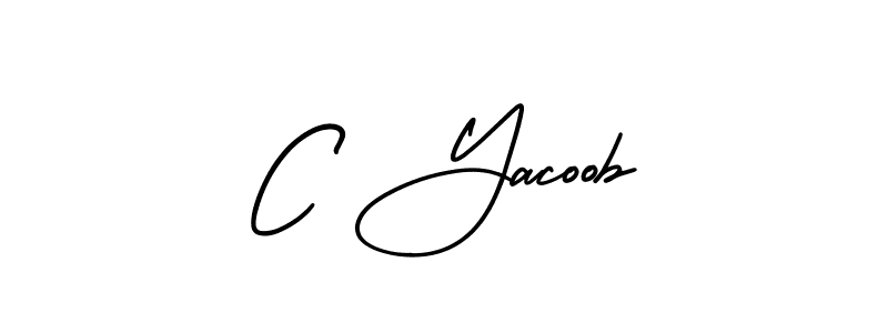 How to make C Yacoob name signature. Use AmerikaSignatureDemo-Regular style for creating short signs online. This is the latest handwritten sign. C Yacoob signature style 3 images and pictures png