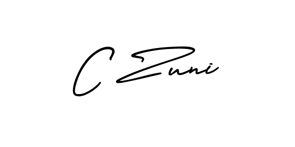 Design your own signature with our free online signature maker. With this signature software, you can create a handwritten (AmerikaSignatureDemo-Regular) signature for name C Zuni. C Zuni signature style 3 images and pictures png