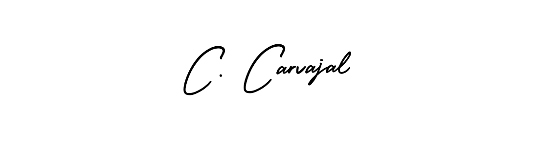 The best way (AmerikaSignatureDemo-Regular) to make a short signature is to pick only two or three words in your name. The name C. Carvajal include a total of six letters. For converting this name. C. Carvajal signature style 3 images and pictures png