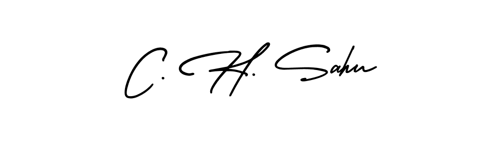 You should practise on your own different ways (AmerikaSignatureDemo-Regular) to write your name (C. H. Sahu) in signature. don't let someone else do it for you. C. H. Sahu signature style 3 images and pictures png