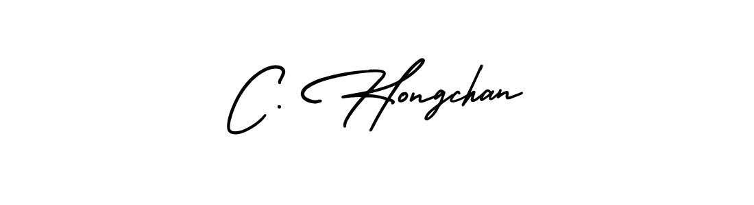 This is the best signature style for the C. Hongchan name. Also you like these signature font (AmerikaSignatureDemo-Regular). Mix name signature. C. Hongchan signature style 3 images and pictures png