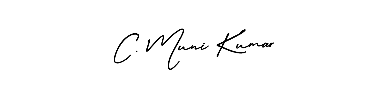 You should practise on your own different ways (AmerikaSignatureDemo-Regular) to write your name (C. Muni Kumar) in signature. don't let someone else do it for you. C. Muni Kumar signature style 3 images and pictures png