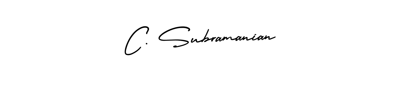 The best way (AmerikaSignatureDemo-Regular) to make a short signature is to pick only two or three words in your name. The name C. Subramanian include a total of six letters. For converting this name. C. Subramanian signature style 3 images and pictures png