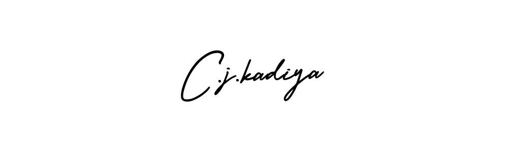 You should practise on your own different ways (AmerikaSignatureDemo-Regular) to write your name (C.j.kadiya) in signature. don't let someone else do it for you. C.j.kadiya signature style 3 images and pictures png