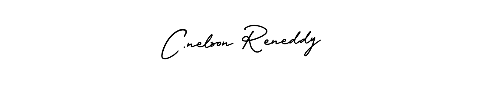 You should practise on your own different ways (AmerikaSignatureDemo-Regular) to write your name (C.nelson Reneddy) in signature. don't let someone else do it for you. C.nelson Reneddy signature style 3 images and pictures png