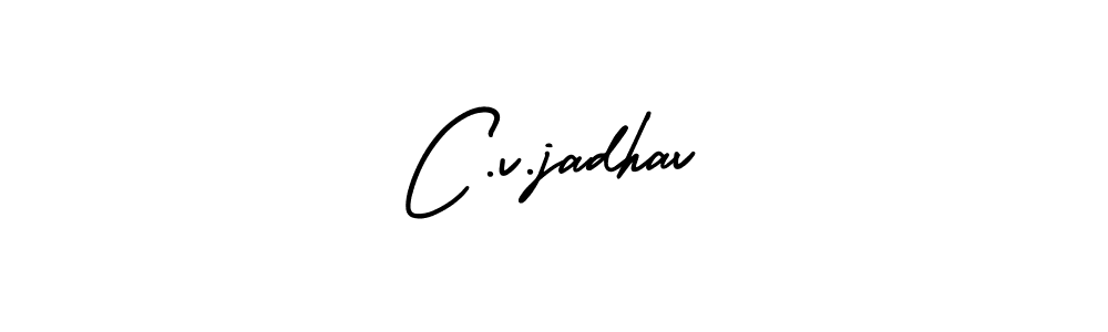 How to make C.v.jadhav name signature. Use AmerikaSignatureDemo-Regular style for creating short signs online. This is the latest handwritten sign. C.v.jadhav signature style 3 images and pictures png