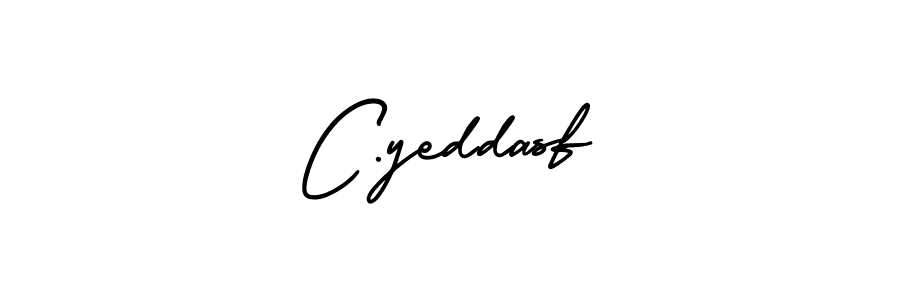 The best way (AmerikaSignatureDemo-Regular) to make a short signature is to pick only two or three words in your name. The name C.yeddasf include a total of six letters. For converting this name. C.yeddasf signature style 3 images and pictures png