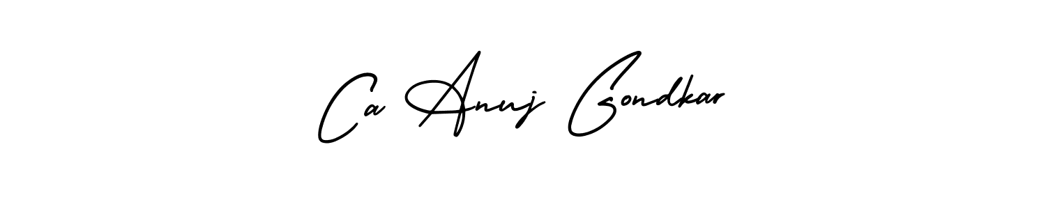 How to make Ca Anuj Gondkar signature? AmerikaSignatureDemo-Regular is a professional autograph style. Create handwritten signature for Ca Anuj Gondkar name. Ca Anuj Gondkar signature style 3 images and pictures png