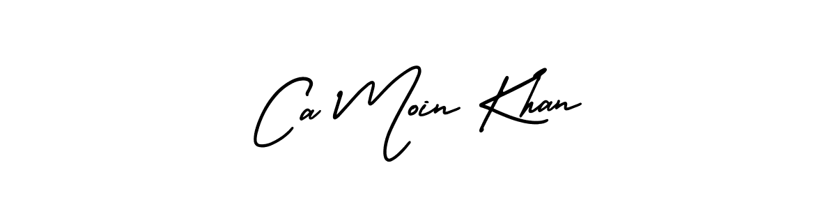 The best way (AmerikaSignatureDemo-Regular) to make a short signature is to pick only two or three words in your name. The name Ca Moin Khan include a total of six letters. For converting this name. Ca Moin Khan signature style 3 images and pictures png