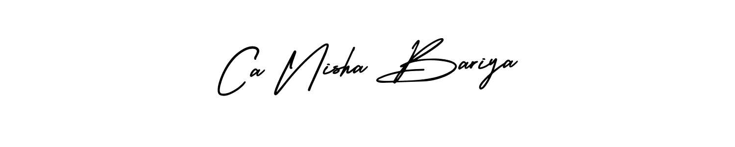 Also You can easily find your signature by using the search form. We will create Ca Nisha Bariya name handwritten signature images for you free of cost using AmerikaSignatureDemo-Regular sign style. Ca Nisha Bariya signature style 3 images and pictures png