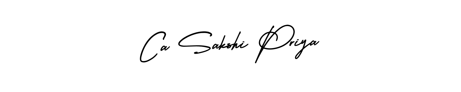 You should practise on your own different ways (AmerikaSignatureDemo-Regular) to write your name (Ca Sakshi Priya) in signature. don't let someone else do it for you. Ca Sakshi Priya signature style 3 images and pictures png