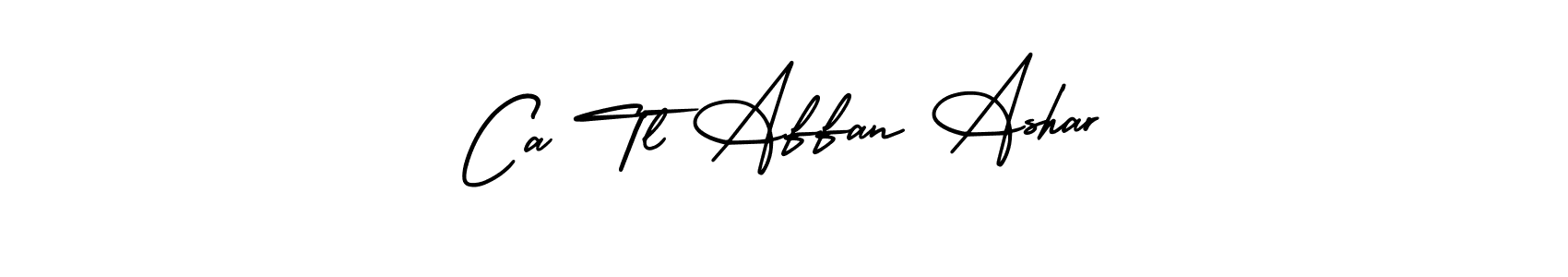 AmerikaSignatureDemo-Regular is a professional signature style that is perfect for those who want to add a touch of class to their signature. It is also a great choice for those who want to make their signature more unique. Get Ca Tl Affan Ashar name to fancy signature for free. Ca Tl Affan Ashar signature style 3 images and pictures png