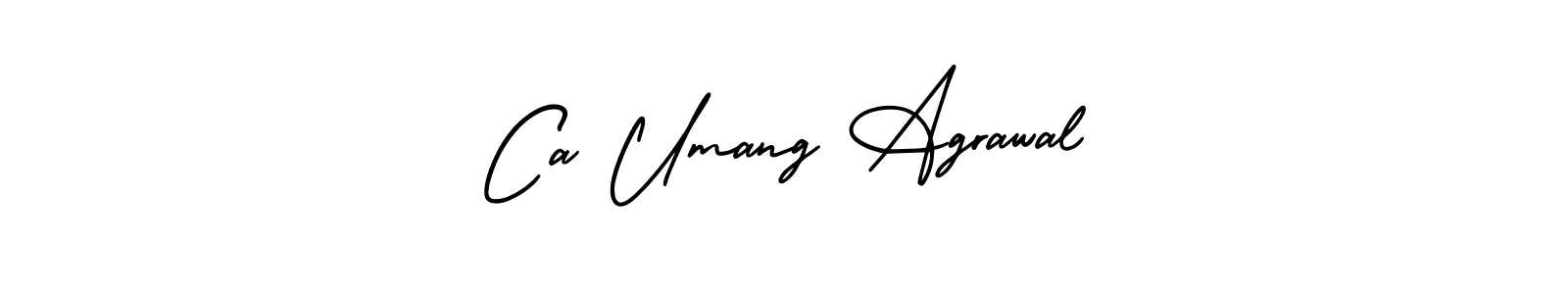 The best way (AmerikaSignatureDemo-Regular) to make a short signature is to pick only two or three words in your name. The name Ca Umang Agrawal include a total of six letters. For converting this name. Ca Umang Agrawal signature style 3 images and pictures png