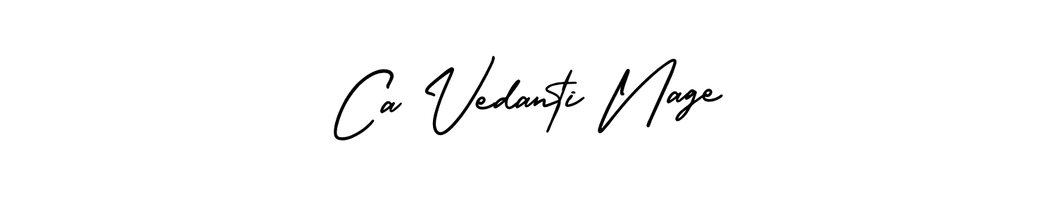 You should practise on your own different ways (AmerikaSignatureDemo-Regular) to write your name (Ca Vedanti Nage) in signature. don't let someone else do it for you. Ca Vedanti Nage signature style 3 images and pictures png