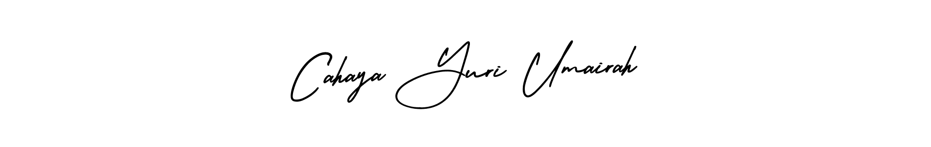 The best way (AmerikaSignatureDemo-Regular) to make a short signature is to pick only two or three words in your name. The name Cahaya Yuri Umairah include a total of six letters. For converting this name. Cahaya Yuri Umairah signature style 3 images and pictures png