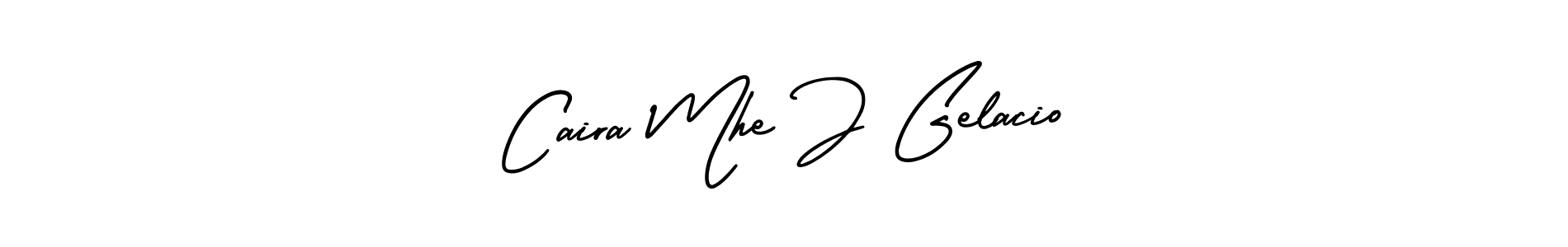 The best way (AmerikaSignatureDemo-Regular) to make a short signature is to pick only two or three words in your name. The name Caira Mhe J Gelacio include a total of six letters. For converting this name. Caira Mhe J Gelacio signature style 3 images and pictures png