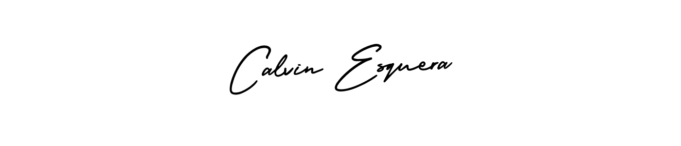 The best way (AmerikaSignatureDemo-Regular) to make a short signature is to pick only two or three words in your name. The name Calvin Esquera include a total of six letters. For converting this name. Calvin Esquera signature style 3 images and pictures png