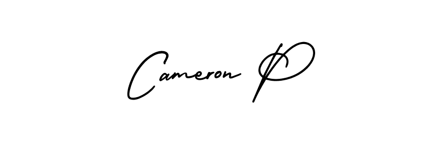 How to make Cameron P name signature. Use AmerikaSignatureDemo-Regular style for creating short signs online. This is the latest handwritten sign. Cameron P signature style 3 images and pictures png