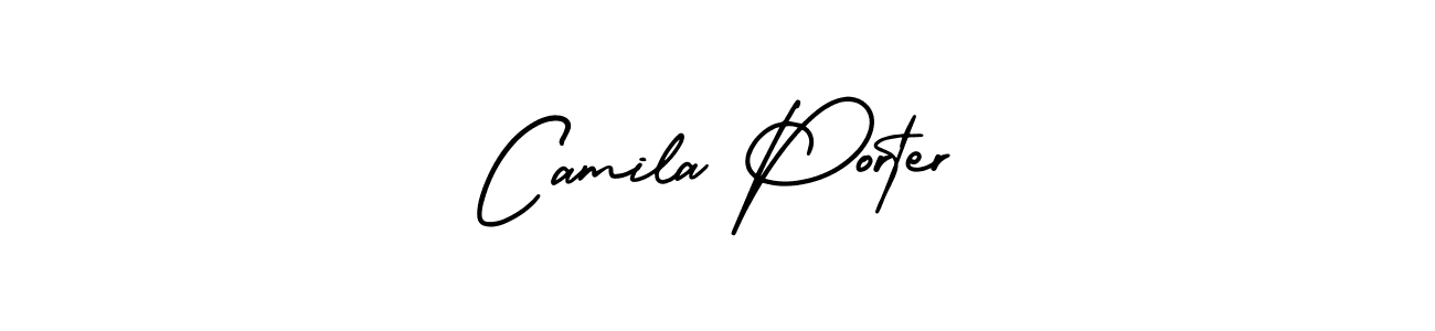 The best way (AmerikaSignatureDemo-Regular) to make a short signature is to pick only two or three words in your name. The name Camila Porter include a total of six letters. For converting this name. Camila Porter signature style 3 images and pictures png