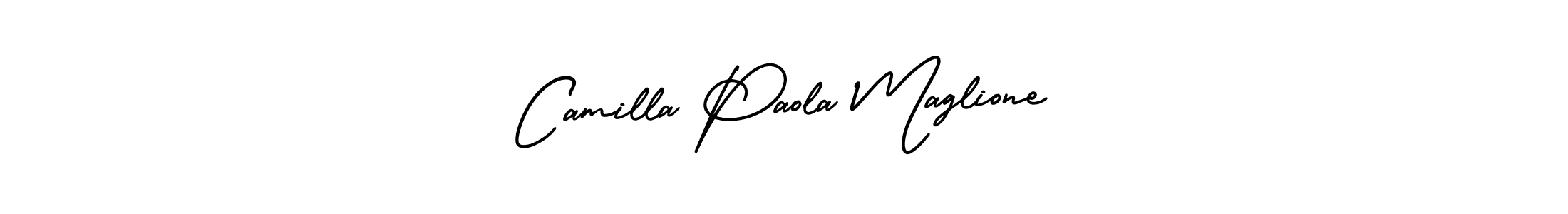 You should practise on your own different ways (AmerikaSignatureDemo-Regular) to write your name (Camilla Paola Maglione) in signature. don't let someone else do it for you. Camilla Paola Maglione signature style 3 images and pictures png