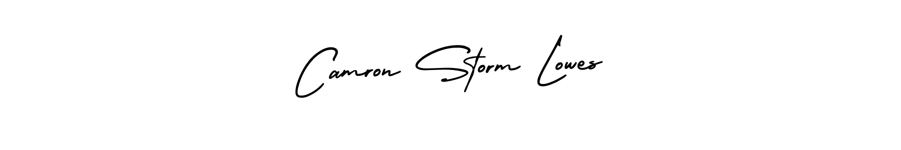 You should practise on your own different ways (AmerikaSignatureDemo-Regular) to write your name (Camron Storm Lowes) in signature. don't let someone else do it for you. Camron Storm Lowes signature style 3 images and pictures png